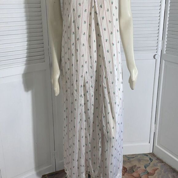 Vintage Sears Slip Dress Nylon Shiny Nightgown Lingerie Floral Stripe Size Small - Picture 13 of 15